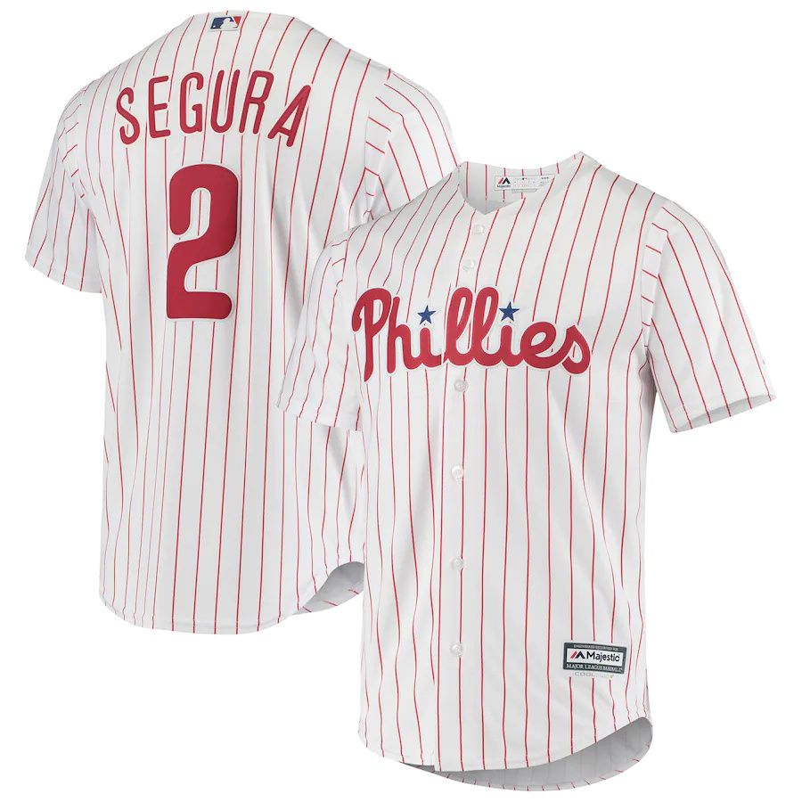 Mens Philadelphia Phillies #2 Jean Segura Majestic White Home Official Player MLB Jerseys